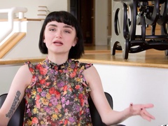 Matilda Bow with natural boobs moans while being pleasured