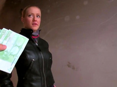 Blonde babe is having sex for cash