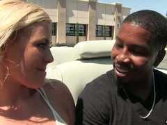 Sexy blonde Summer Day loves classic cars and big black cocks
