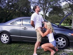 Busty blonde whore deals entire cock like a porn goddess