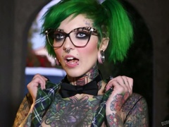 This green haired bimbo is the type of chick you want to fuck hard