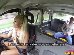 Smashing blonde taxi driver, Rebecca Jane Smyth likes to fuck her clients on the back seat