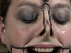 Ample breasted curvy whore gets her nose holes and mouth stretched hard