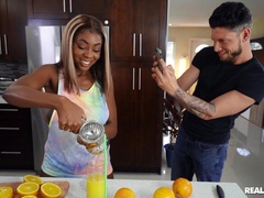 Ebony teen gets involved in pretty harsh sex activity