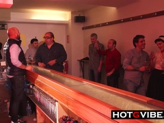 Spanish Squirting Party: Busty spanish babes squirt at a party in a bar