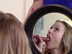 Lovely teen is learning to suck dick