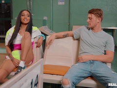 Deep sex for a busty ebony with insane tits