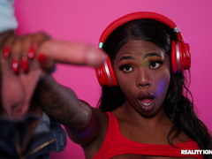 Dance With Me - young busty ebony Sarah Banks, Chad White in interracial hardcore