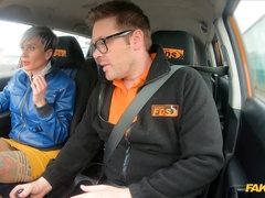 Aroused woman gets the dick on the back seat and she loves it