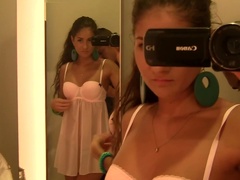 Girl is filmed getting a dick placed inside her meaty holes