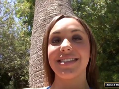 Hardcore hottie takes a big load of cum on her tits