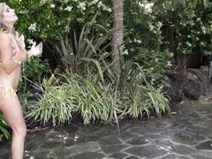 Voluptuous blonde dame look hot posing for photos and riding cock