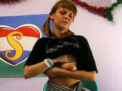 Fugly brownhead bitch with hairy pussy masturbates with dildo