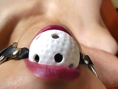 Cute and busty auburn haired freak loves fetish games