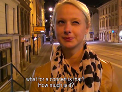 Babe is showing her boobs in public