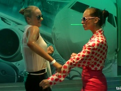 Shameless fully clothed bitch Naomi Nevena gets wet while dancing