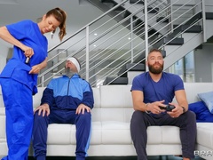 Premium MILF nurse shared by two horny dudes