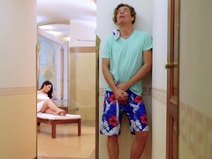 Teenager with natural boobs, crazy sex with her step brother