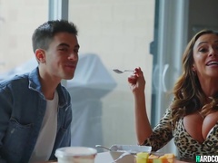 Two cougars sharing young big cock