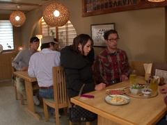 Japanese beauty spreads her legs for the partner's experienced dick