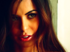 Fun sexy brunette girl teases