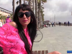 Climbing up on the cock brings the dark-haired goddess a huge pleasure